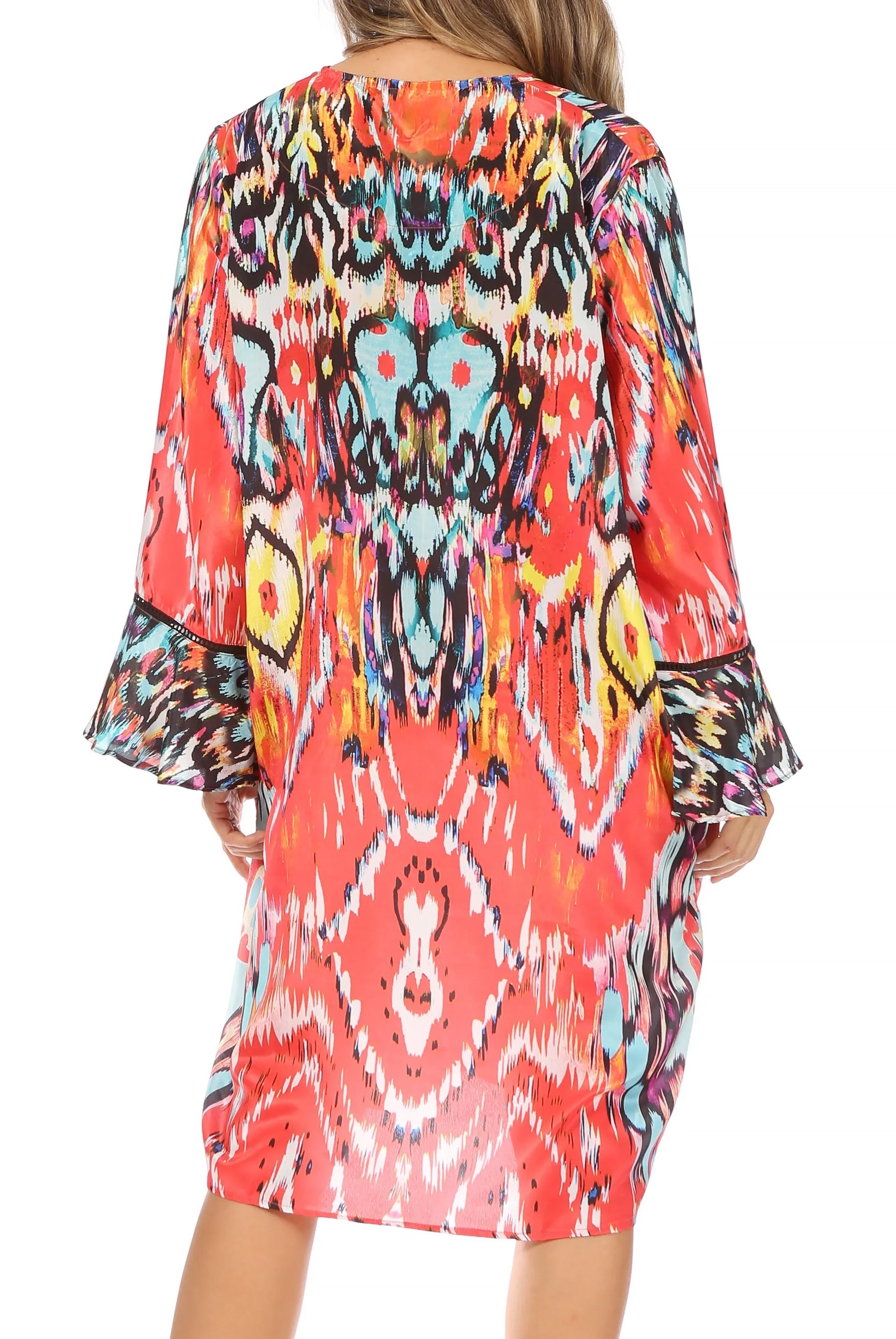 Sakkas Ximena Women's Floral Boho Cocktail Dress Tunic Cover-up V neck Summer