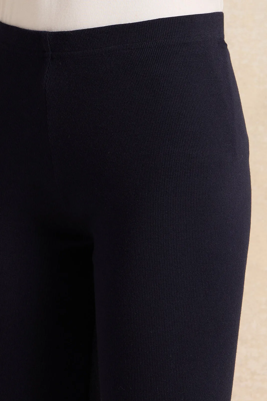 Senior Girls Navy Solid Rib Leggings