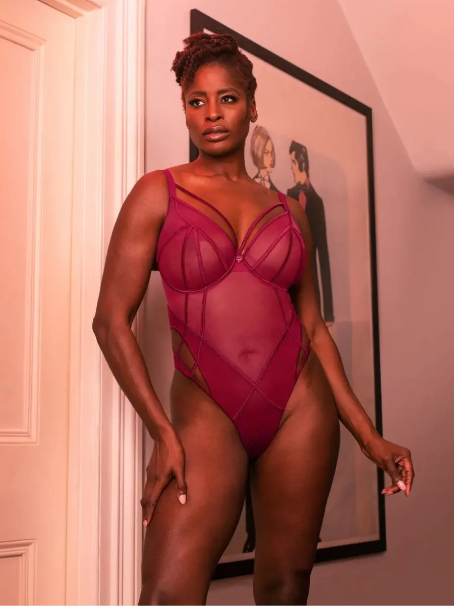 Senses Plunge Bodysuit - Cherry