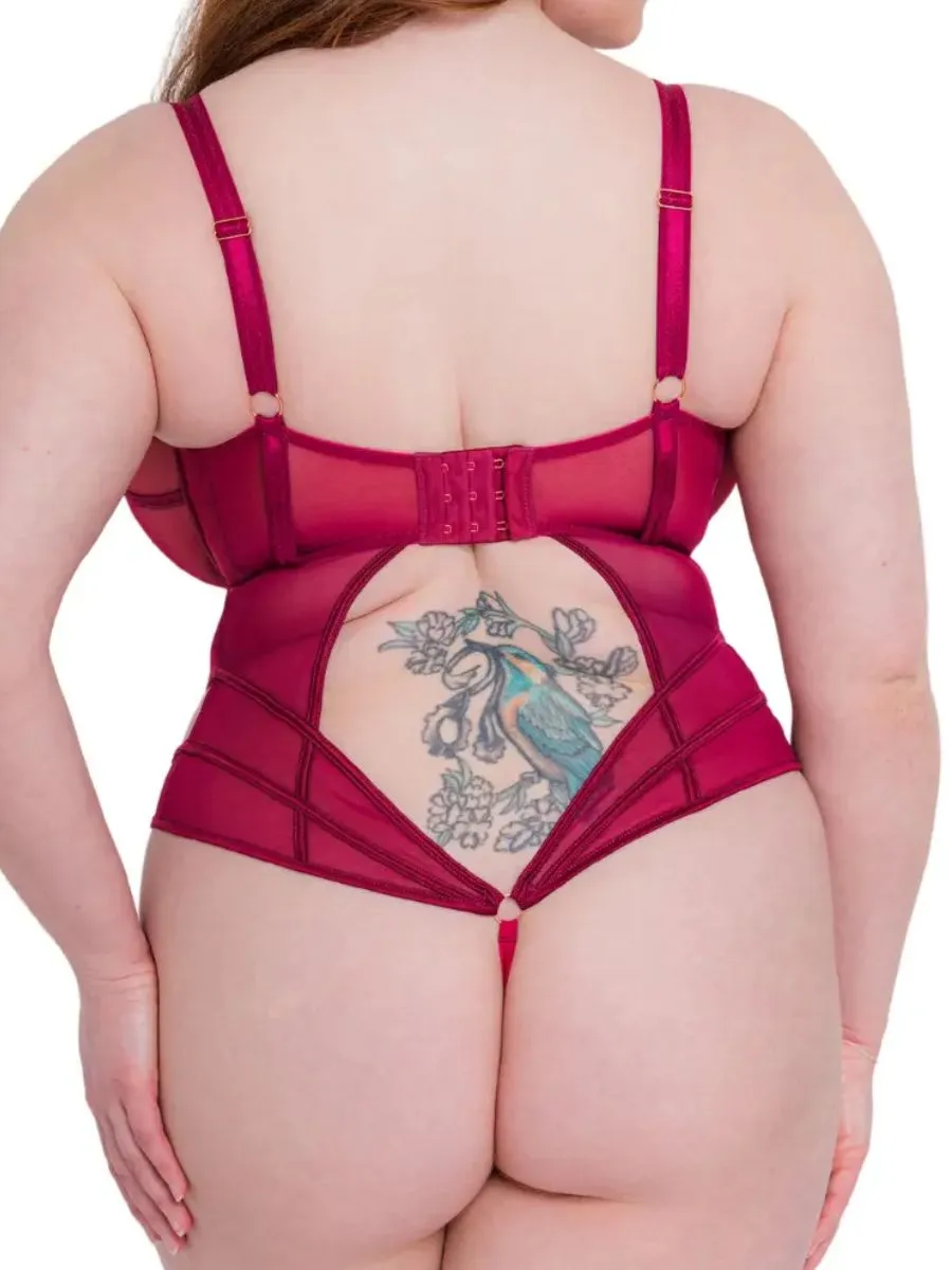 Senses Plunge Bodysuit - Cherry