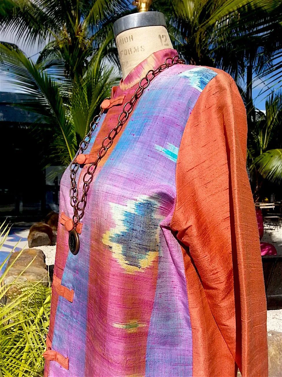 Silk Ikat Mandarin Tunic Coat