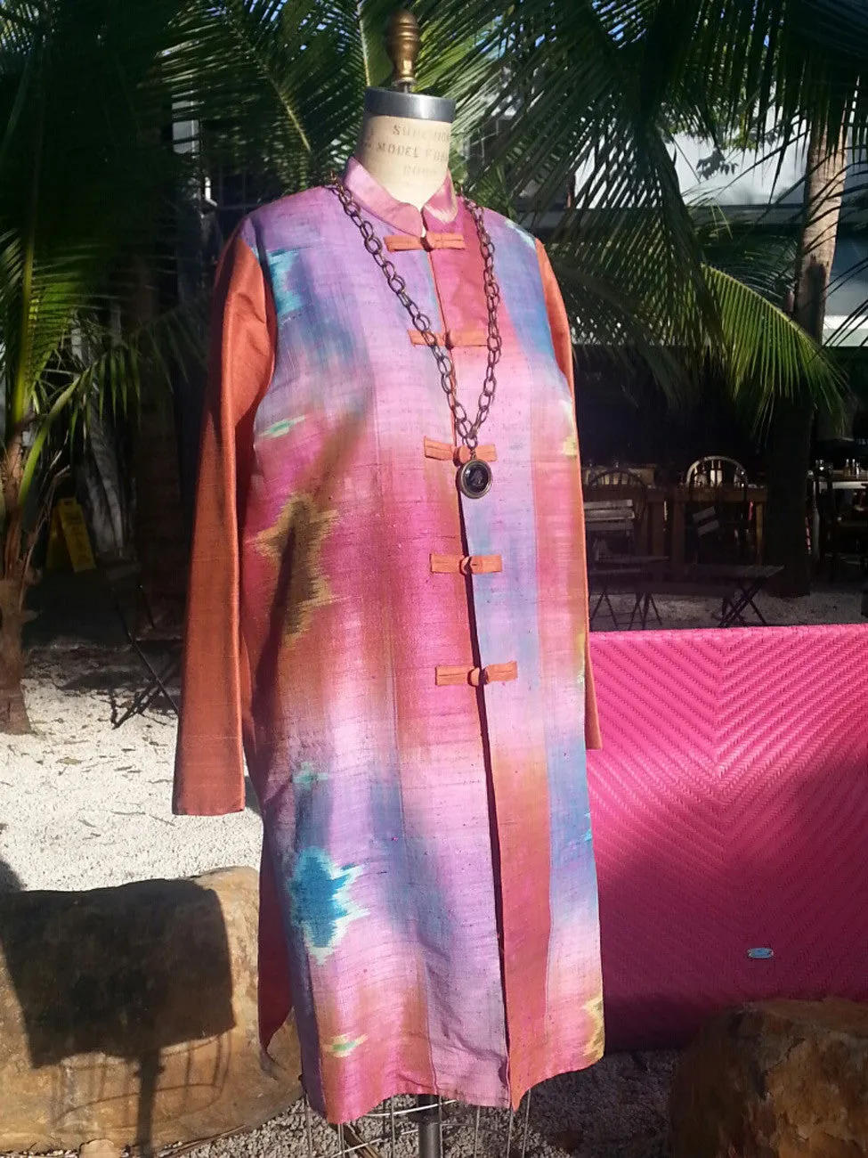 Silk Ikat Mandarin Tunic Coat