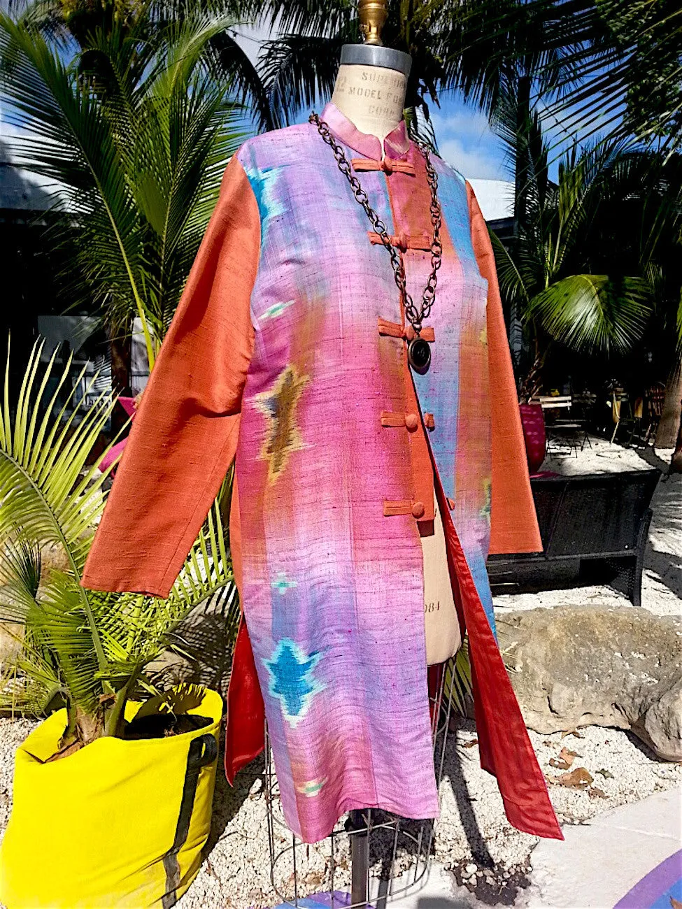 Silk Ikat Mandarin Tunic Coat