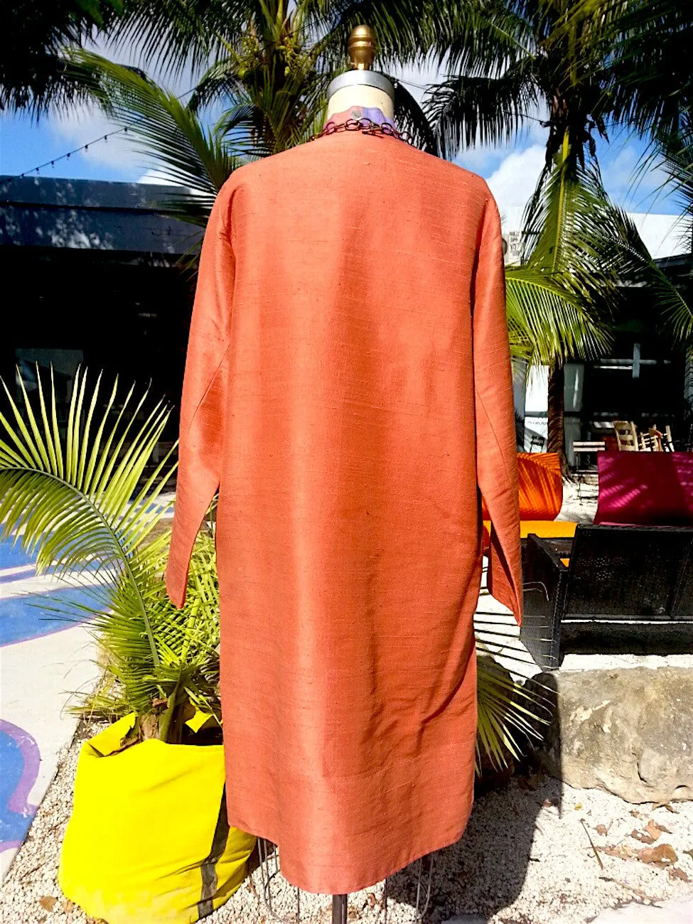 Silk Ikat Mandarin Tunic Coat