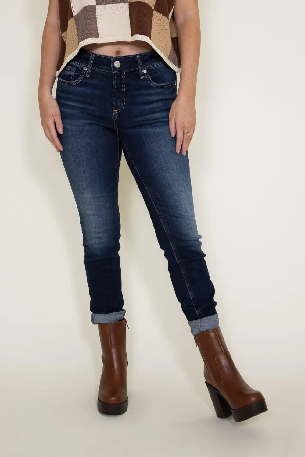 Silver Jeans Elyse Dark Wash Skinny Jeans for Women | L03116EAE324