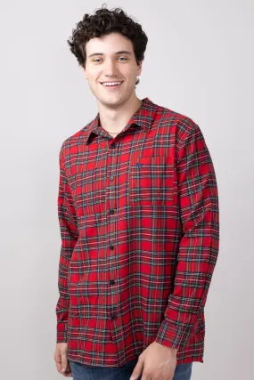 Simply Southern Plaid Button Up Shacket for Men in Red Plaid | PP-0224-MN-SHKT-PLD