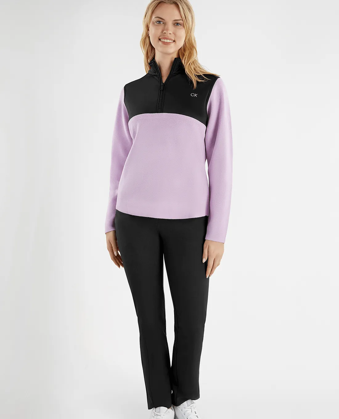 SIZE 10 - CALVIN KLEIN Cecily Hybrid Quarter Zip 844 Lilac Black