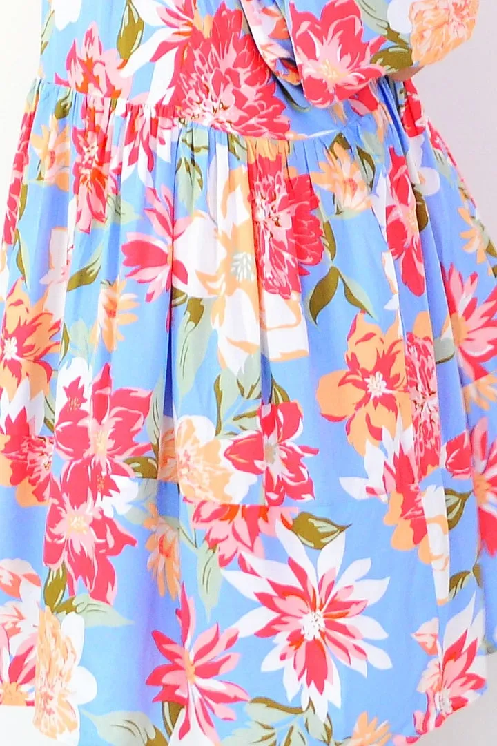 Sky Blue Tropical Garden Dress Tunic