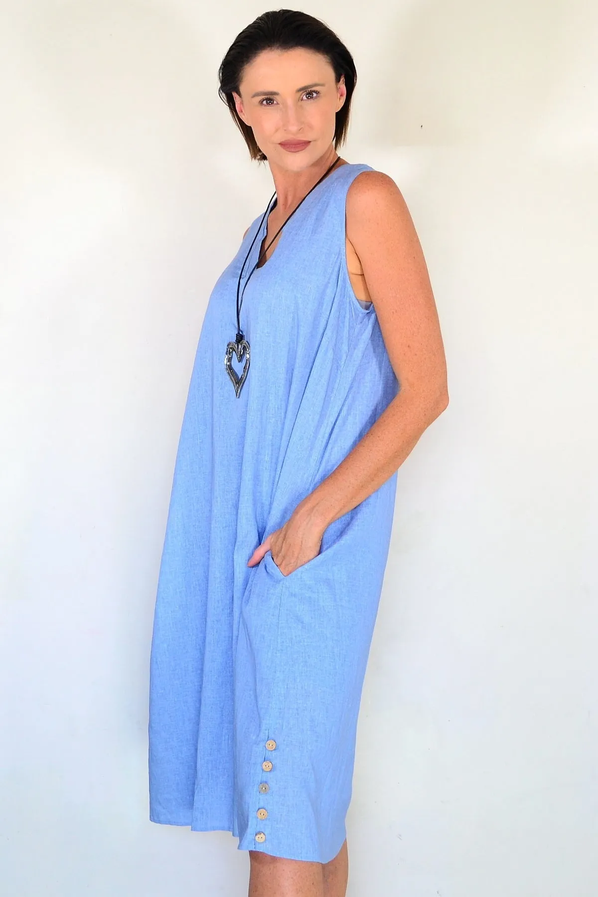 Sleeveless Light Blue Tunic Dress