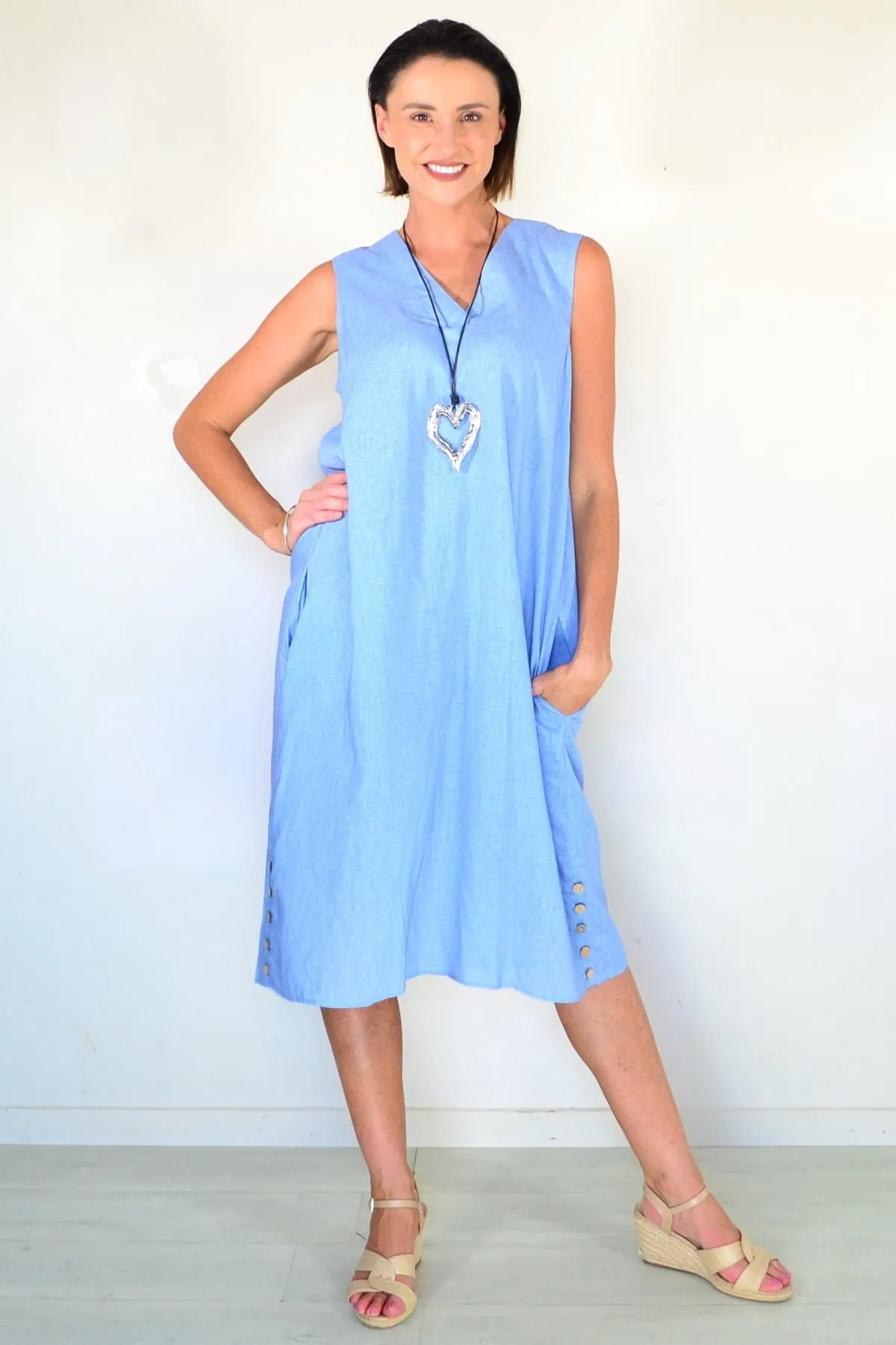 Sleeveless Light Blue Tunic Dress