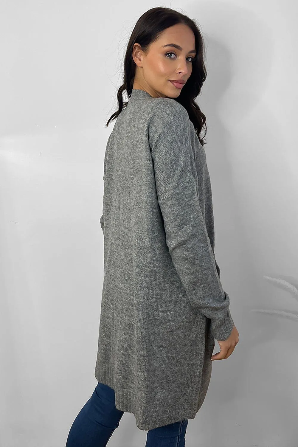 Slip Pockets To Side Open Front Batwing Cardigan