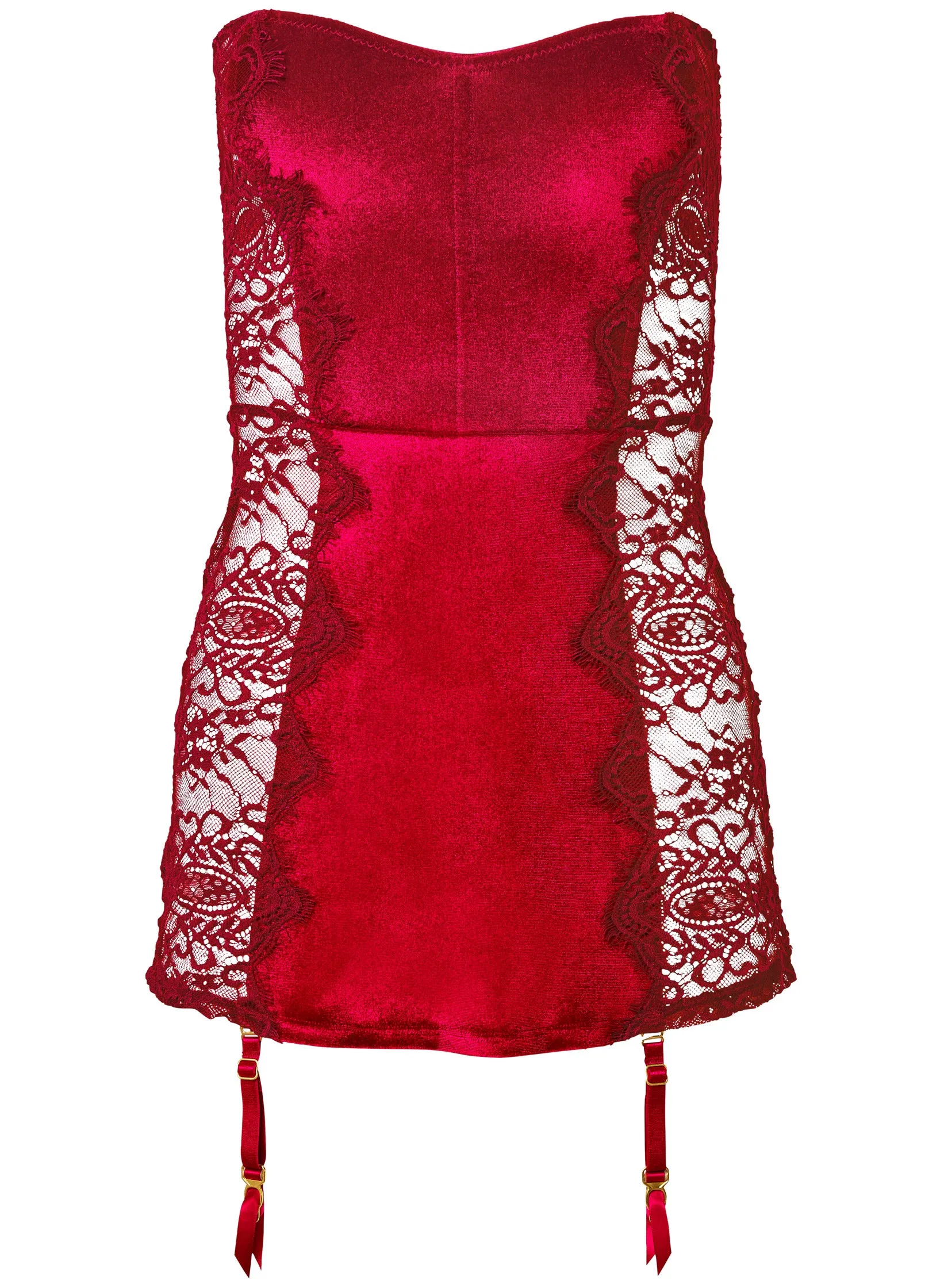 Stretch Lace Corset Dress - Burgundy