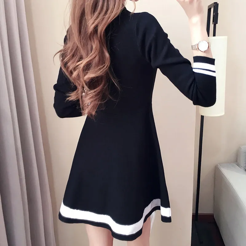 Striped Button-knit Sweater Dresses AD10463