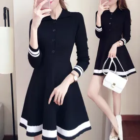 Striped Button-knit Sweater Dresses AD10463