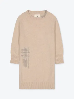 SWEATER DRESS EMBROIDERED BEIGE