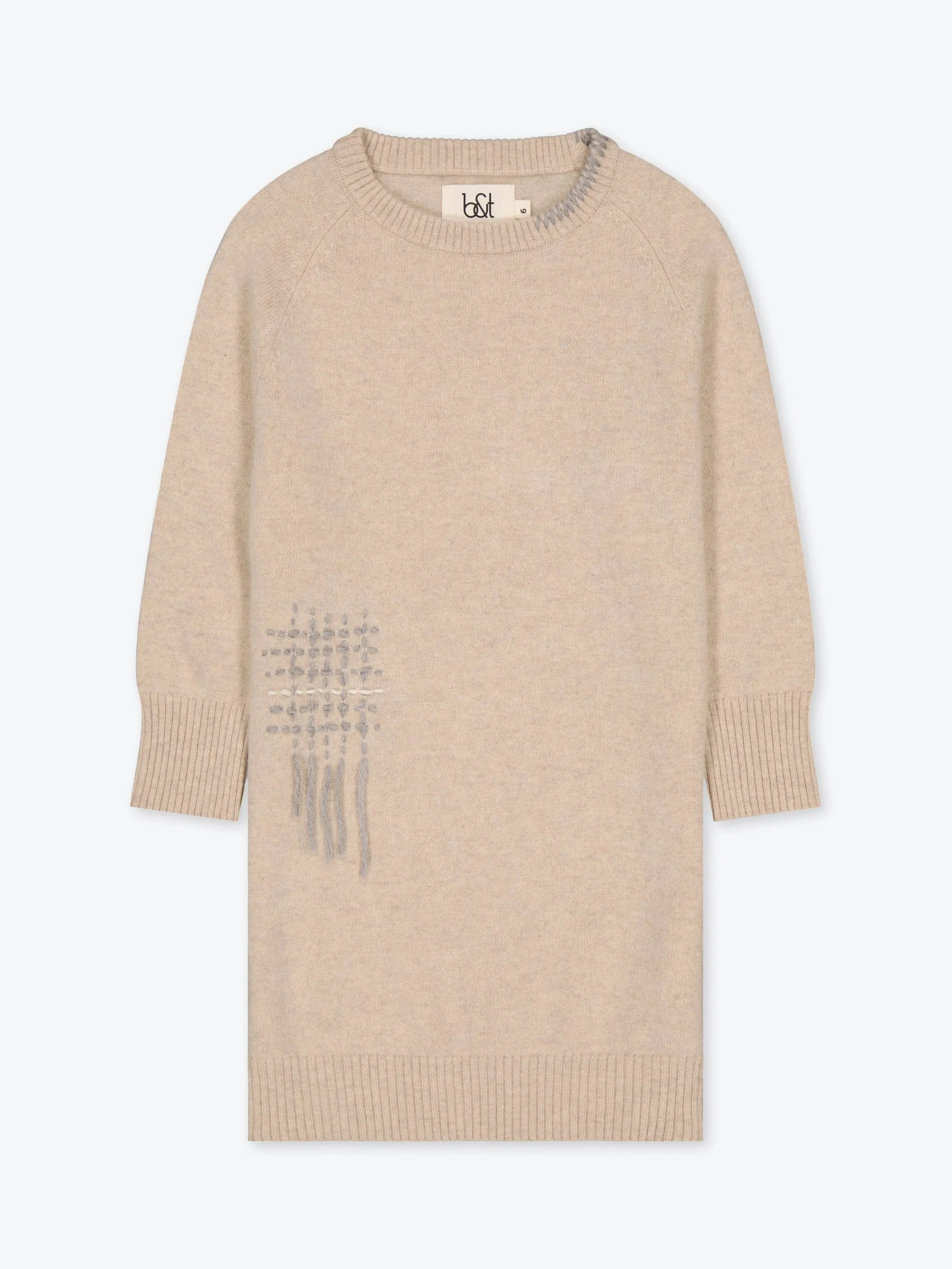 SWEATER DRESS EMBROIDERED BEIGE