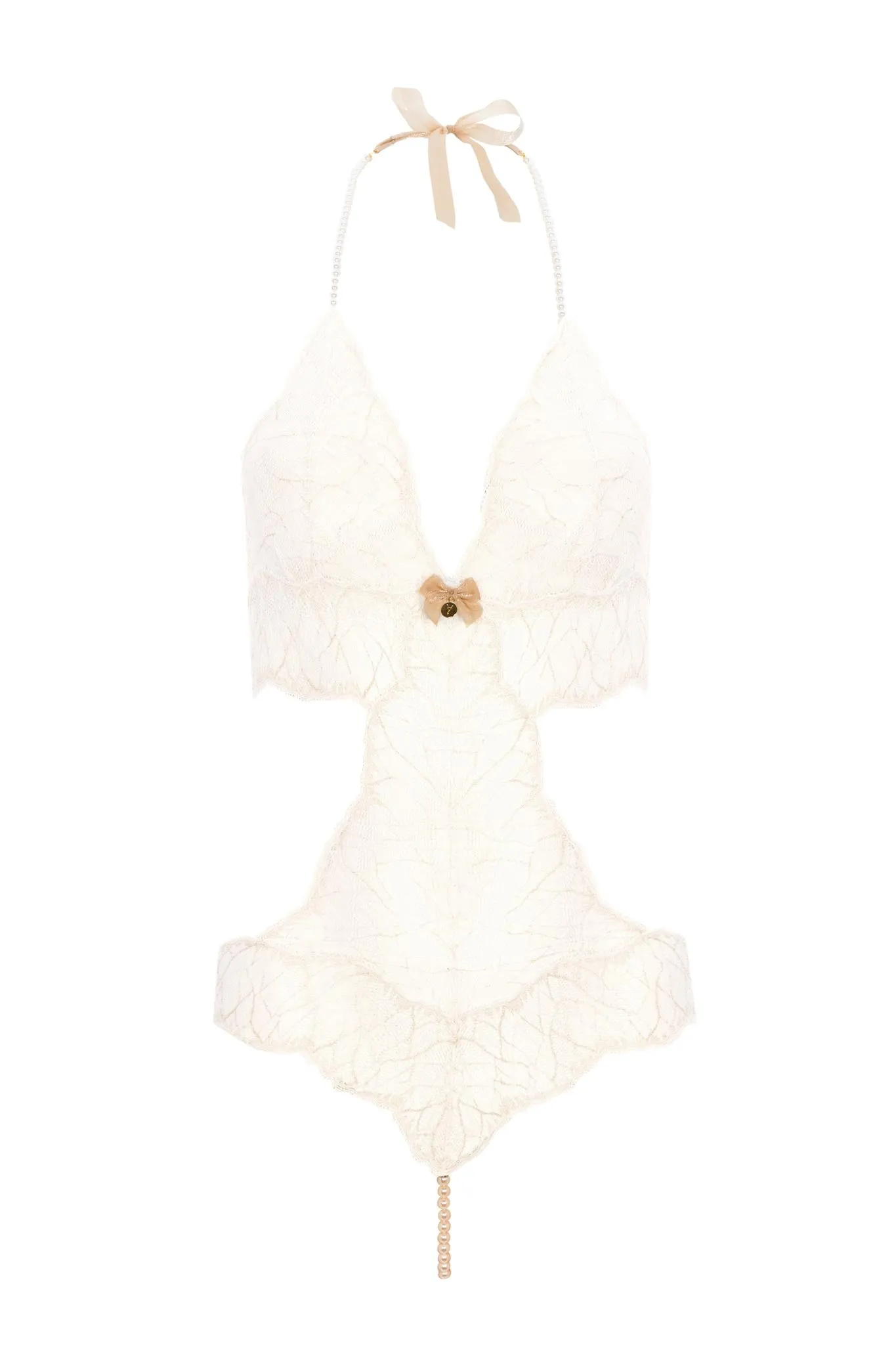 Sydney Single Pearls Ivory Lace Bodysuit