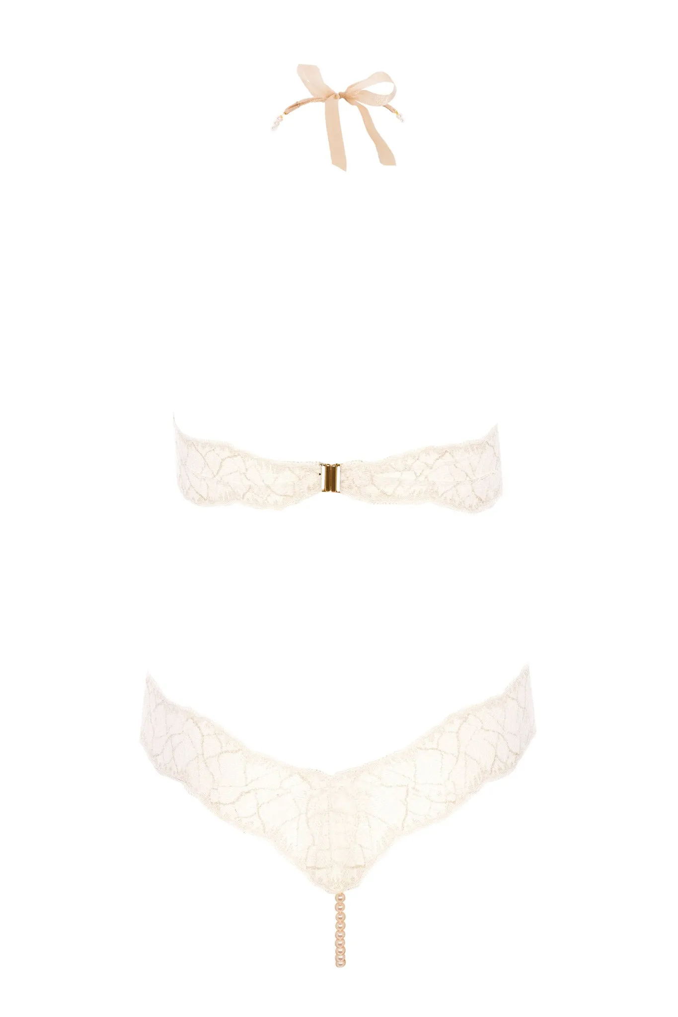 Sydney Single Pearls Ivory Lace Bodysuit