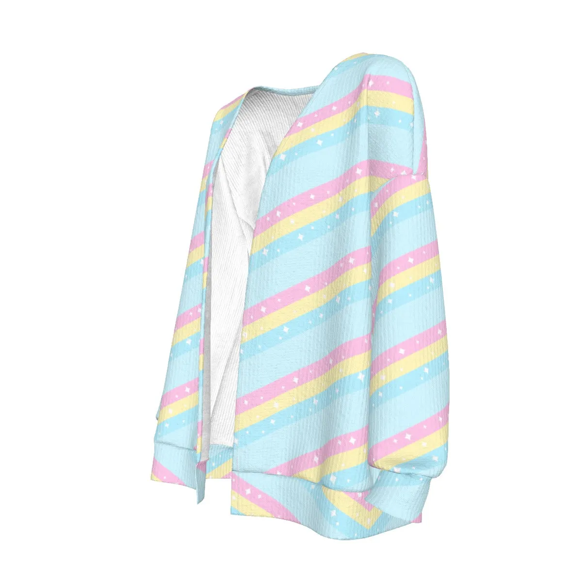 Teatime Fantasy Blue Rainbow Open Front Cardigan