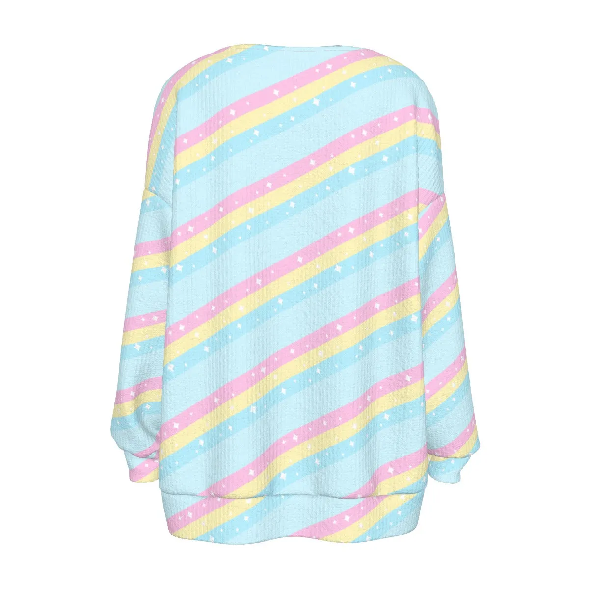 Teatime Fantasy Blue Rainbow Open Front Cardigan