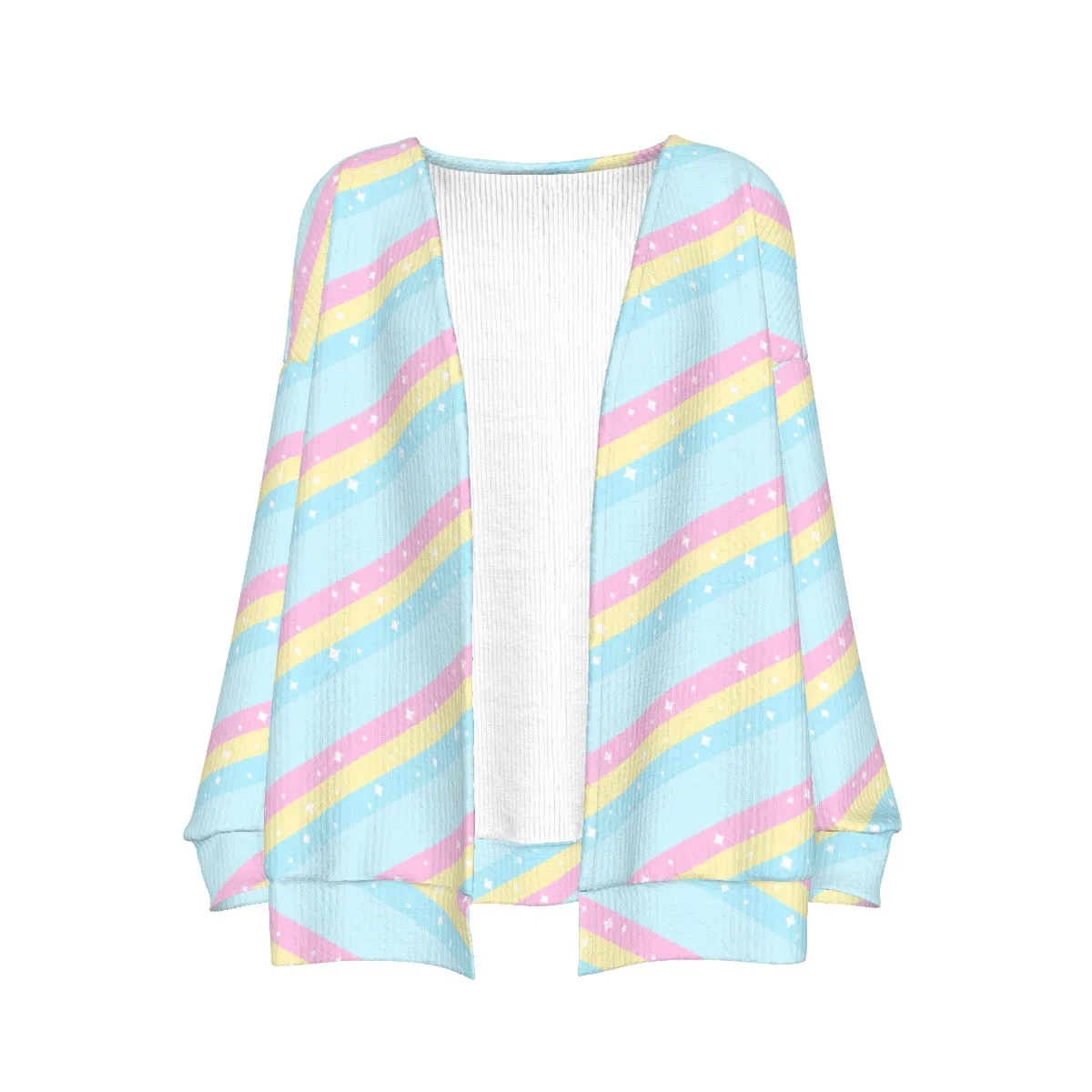 Teatime Fantasy Blue Rainbow Open Front Cardigan