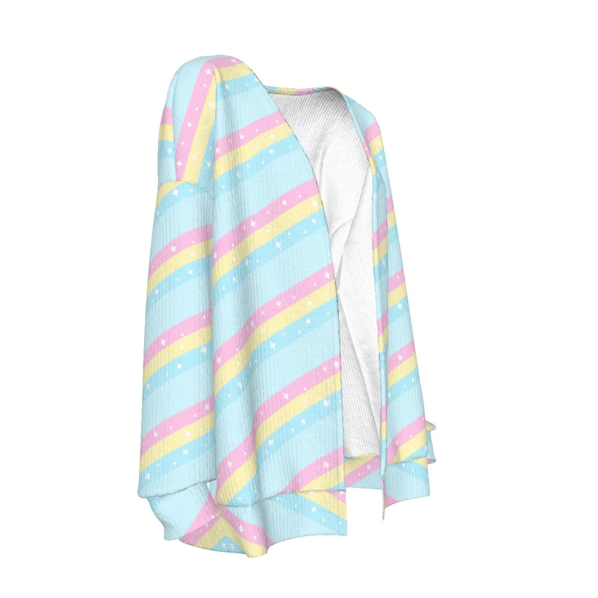 Teatime Fantasy Blue Rainbow Open Front Cardigan