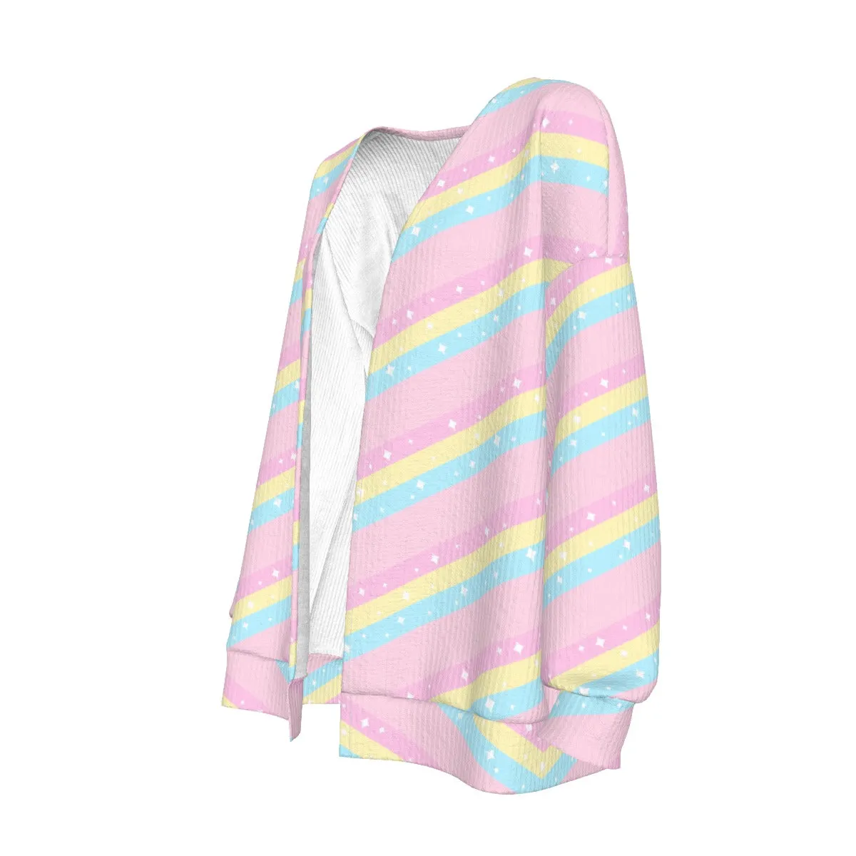 Teatime Fantasy Pink Rainbow Open Front Cardigan