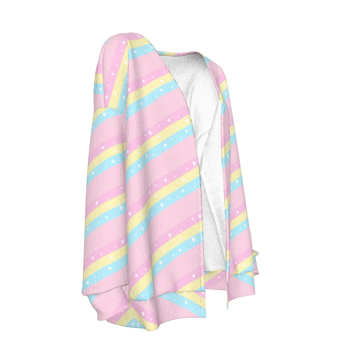 Teatime Fantasy Pink Rainbow Open Front Cardigan