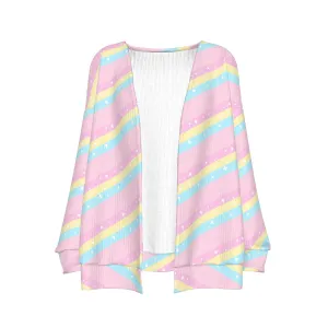 Teatime Fantasy Pink Rainbow Open Front Cardigan