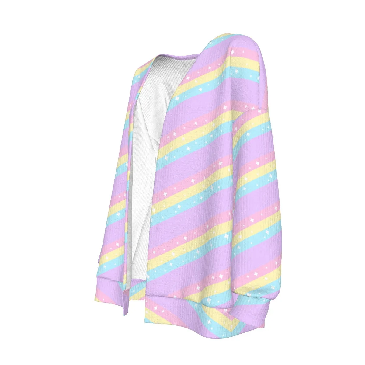 Teatime Fantasy Purple Rainbow Open Front Cardigan