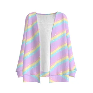 Teatime Fantasy Purple Rainbow Open Front Cardigan