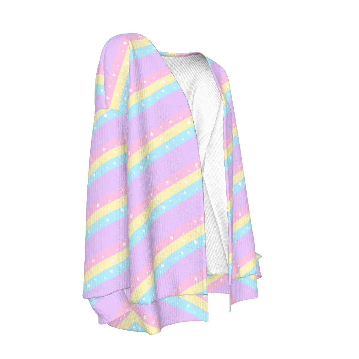 Teatime Fantasy Purple Rainbow Open Front Cardigan