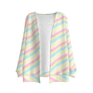 Teatime Fantasy Yellow Rainbow Open Front Cardigan