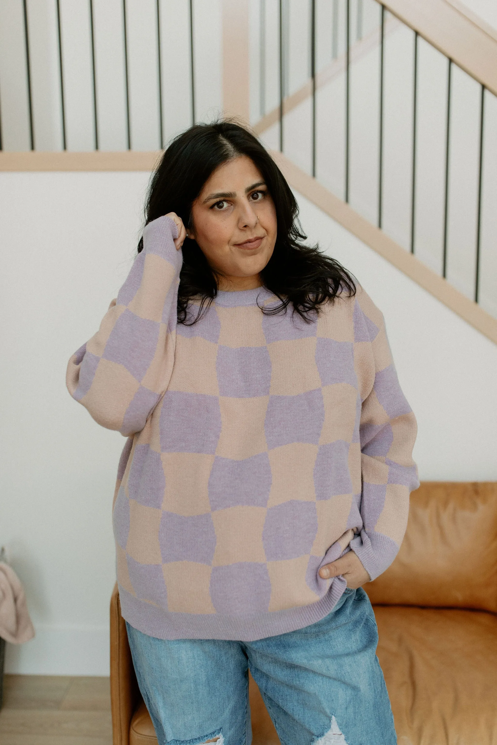 The Alice Checker Board Sweater - PLUS