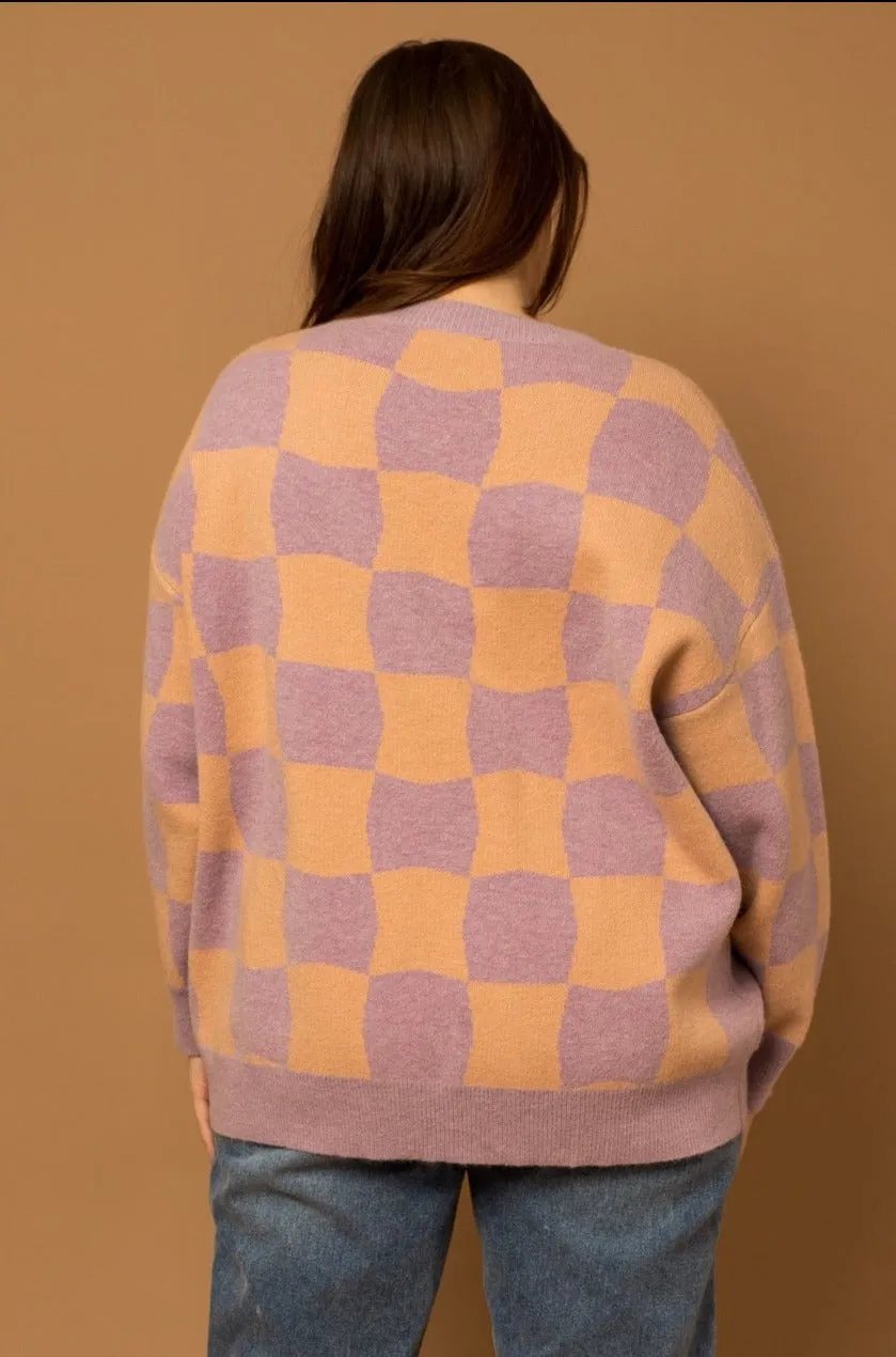 The Alice Checker Board Sweater - PLUS