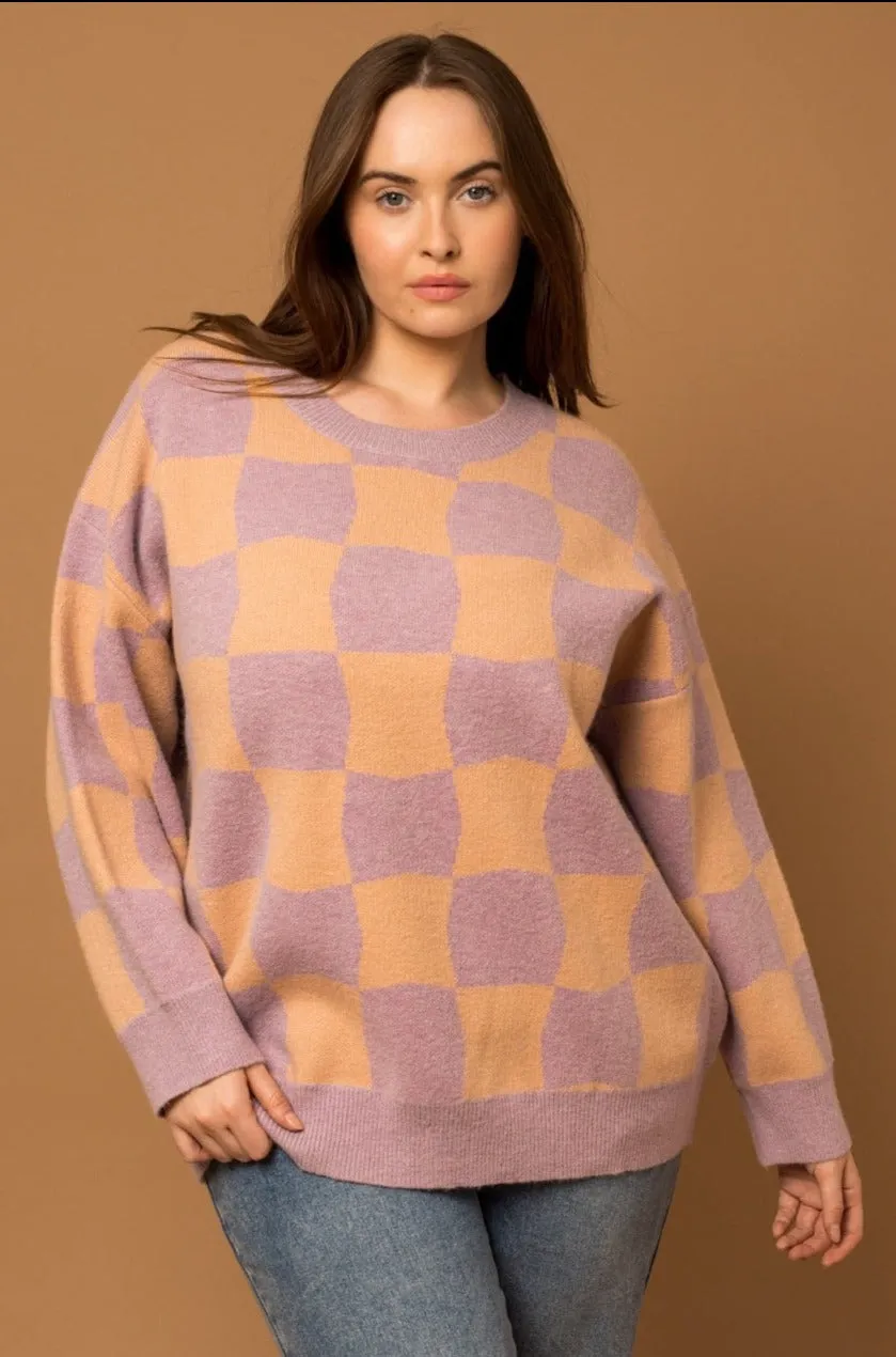 The Alice Checker Board Sweater - PLUS