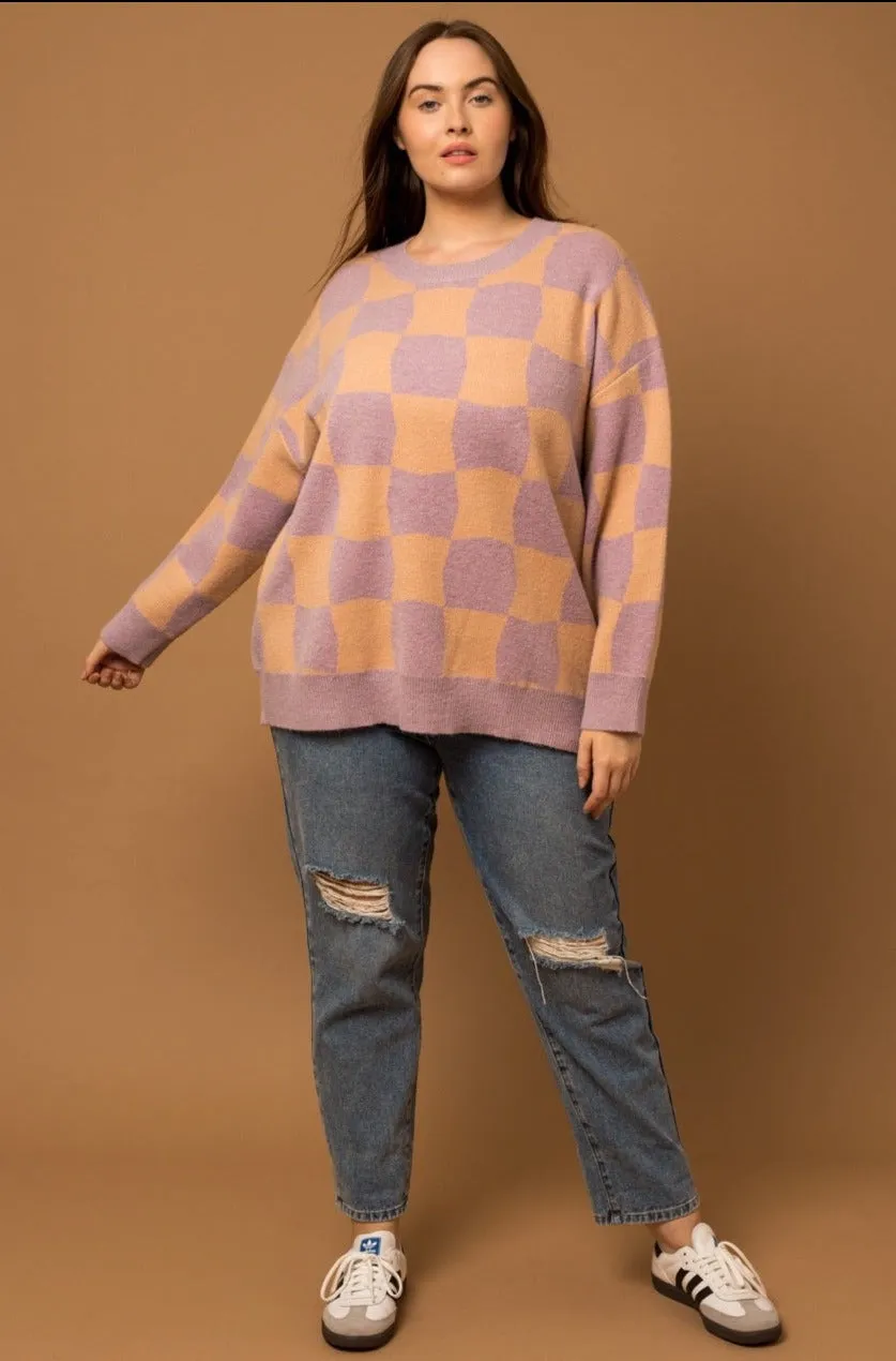 The Alice Checker Board Sweater - PLUS