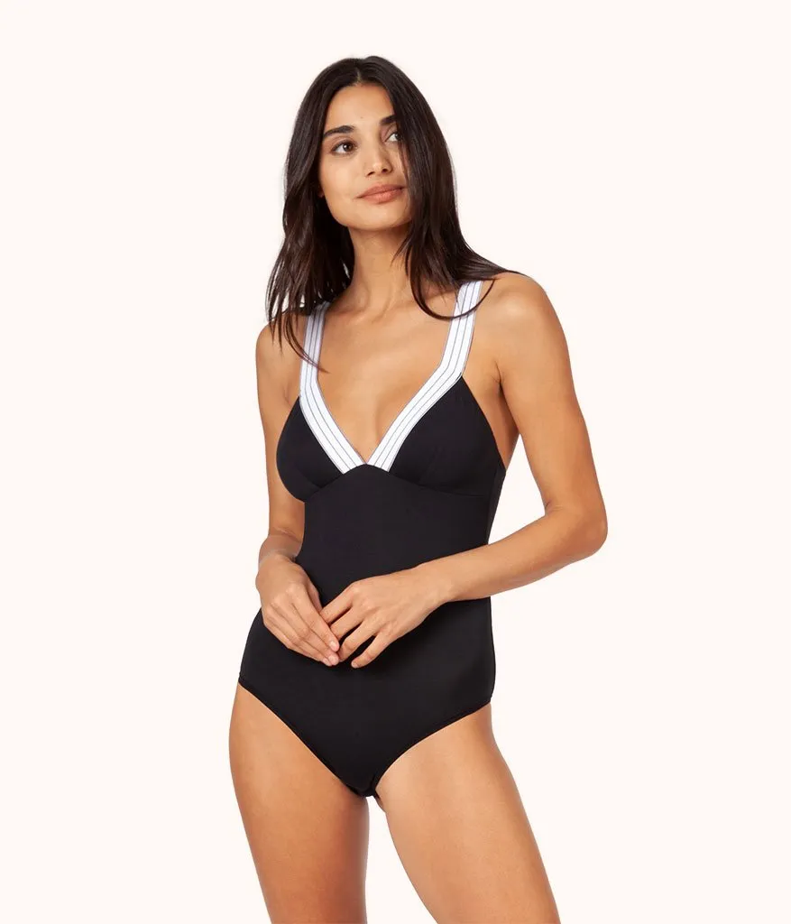 The All-Day Plunge Bodysuit: Jet Black