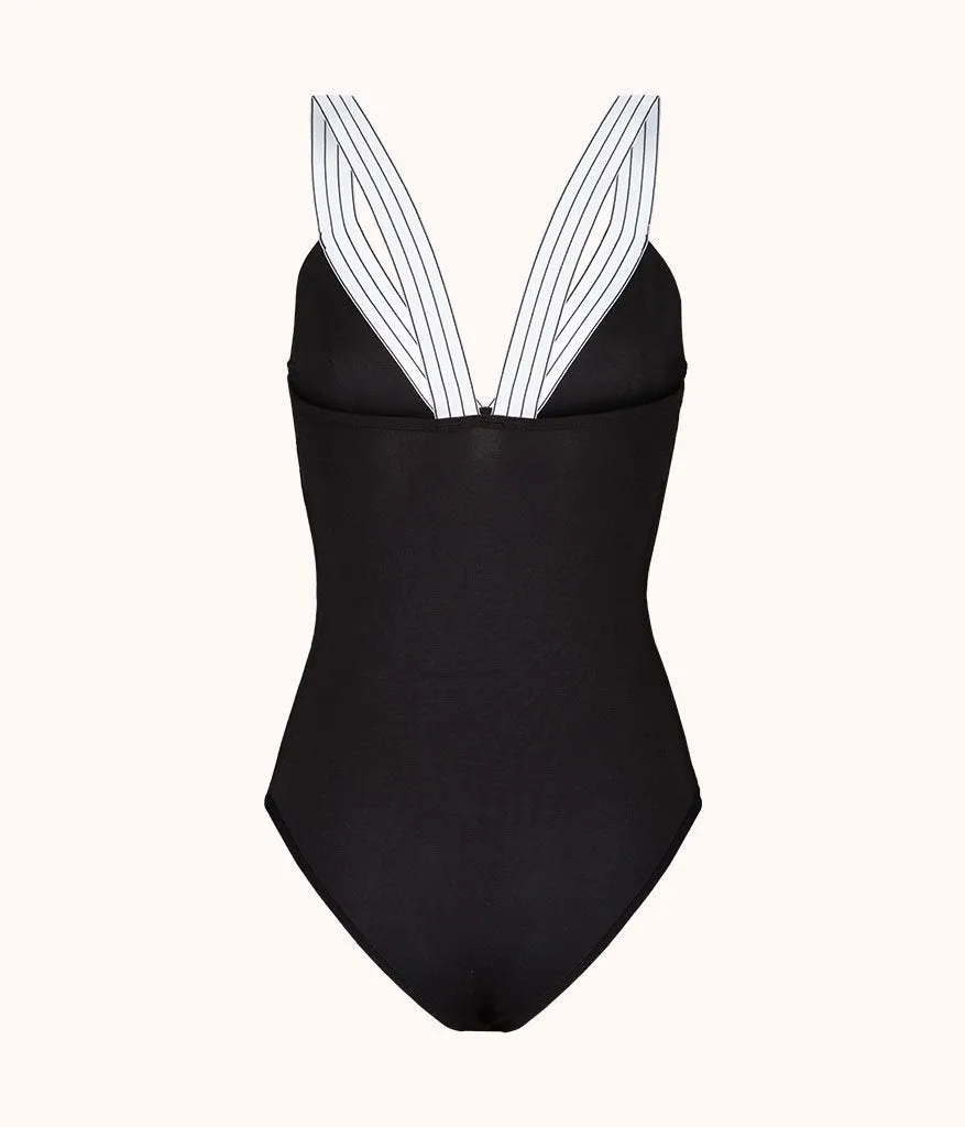 The All-Day Plunge Bodysuit: Jet Black