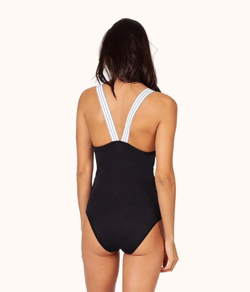 The All-Day Plunge Bodysuit: Jet Black