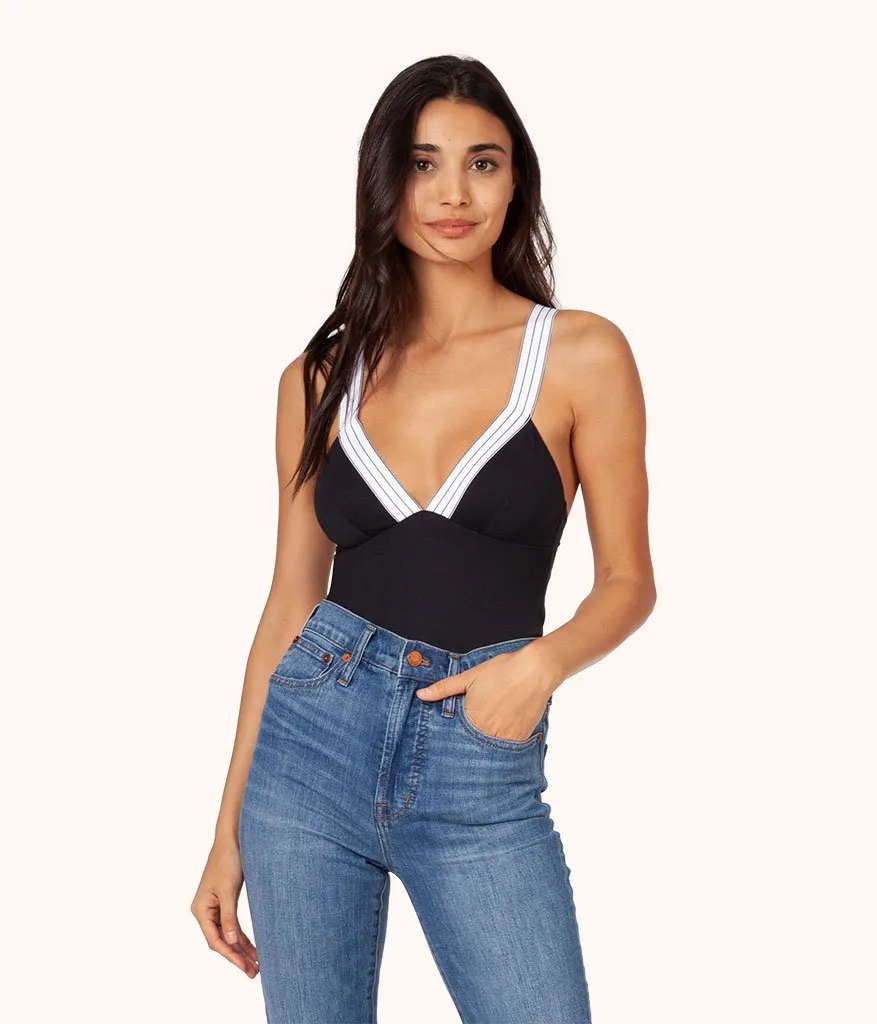 The All-Day Plunge Bodysuit: Jet Black