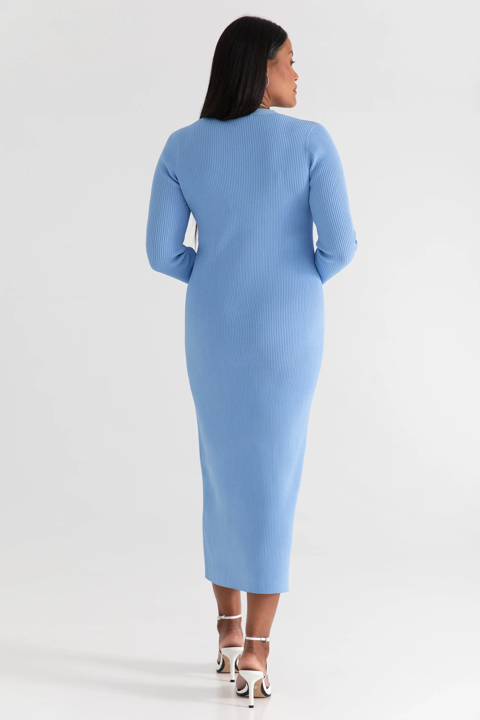 The Sweater Duster: Midi Dress - Sky