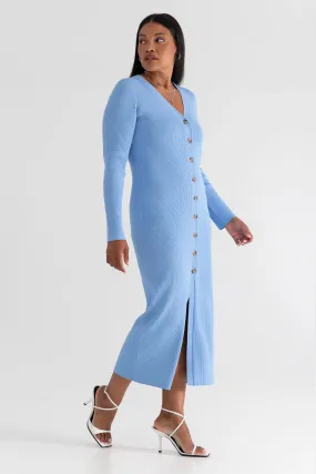 The Sweater Duster: Midi Dress - Sky