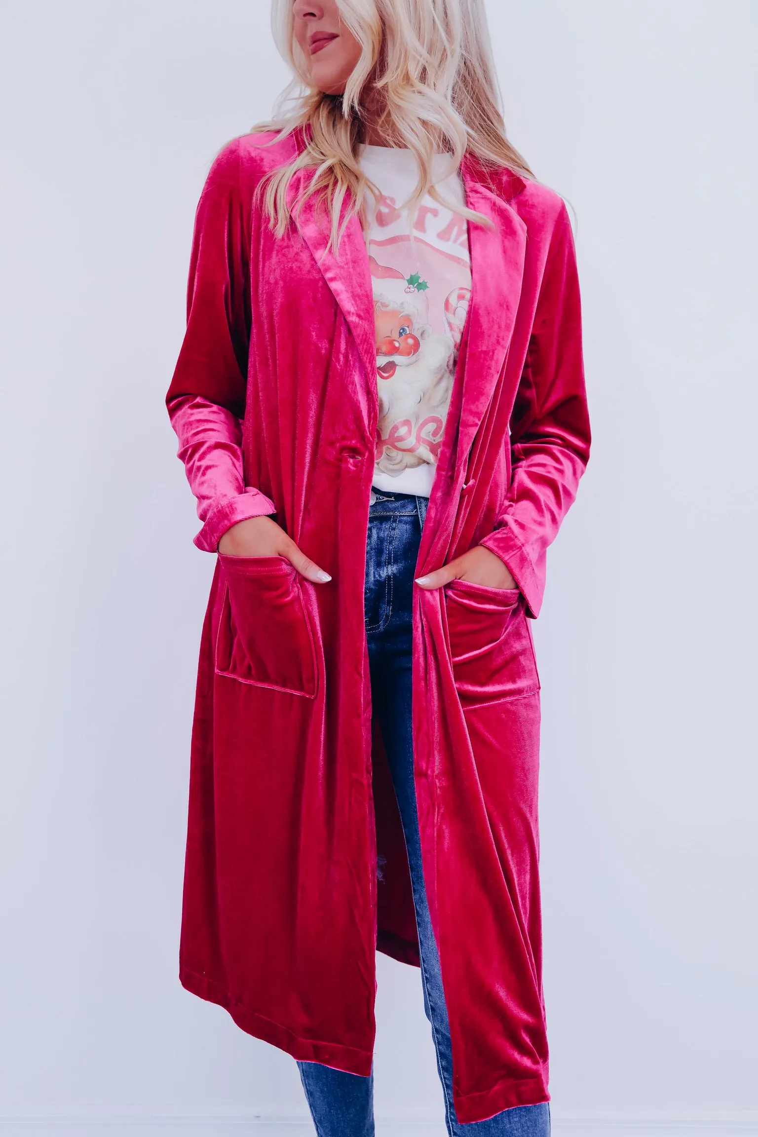 Tibi Timeless Velvet Duster - Pink