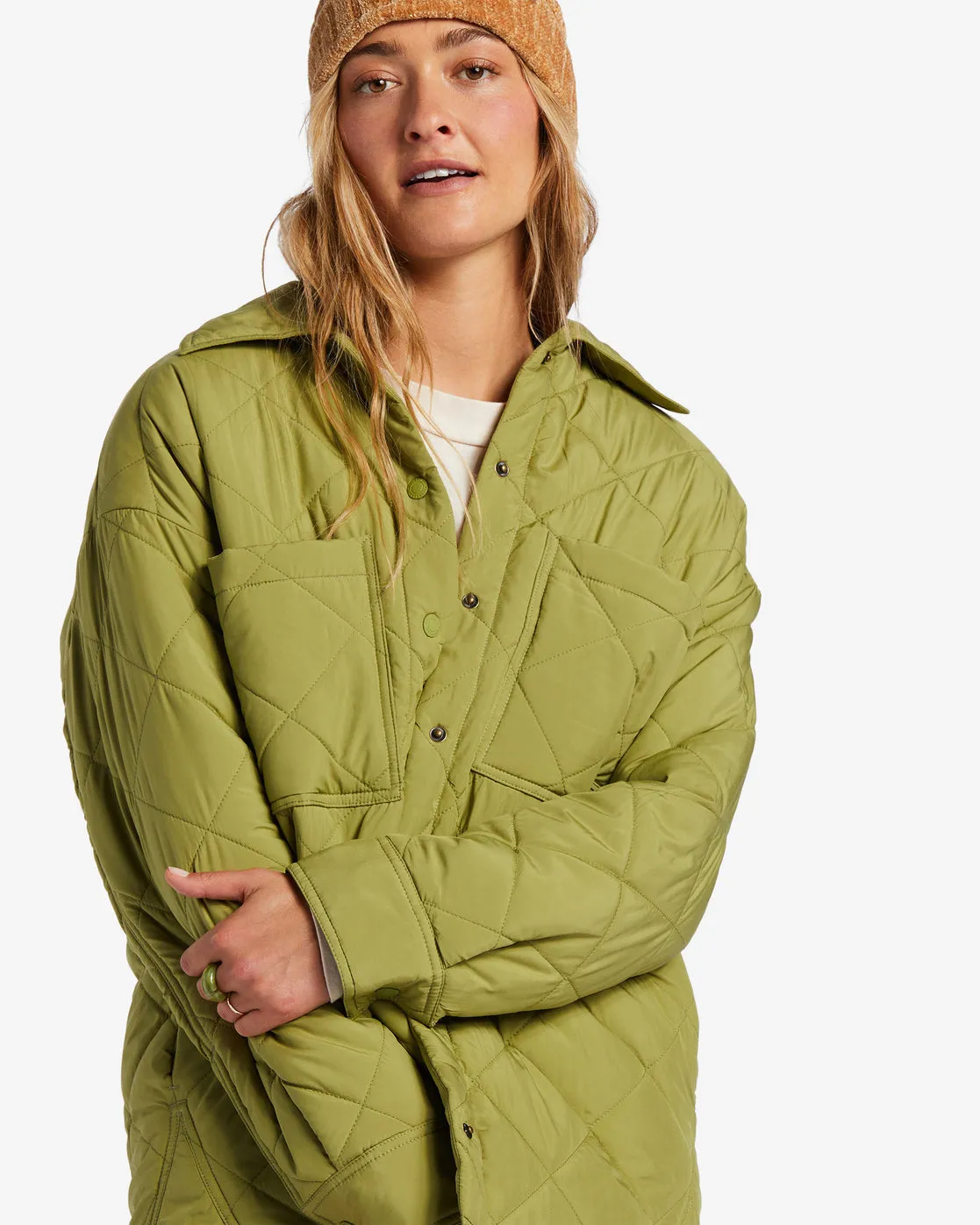 Transport Shacket Snap Front Overshirt - Green Eyes