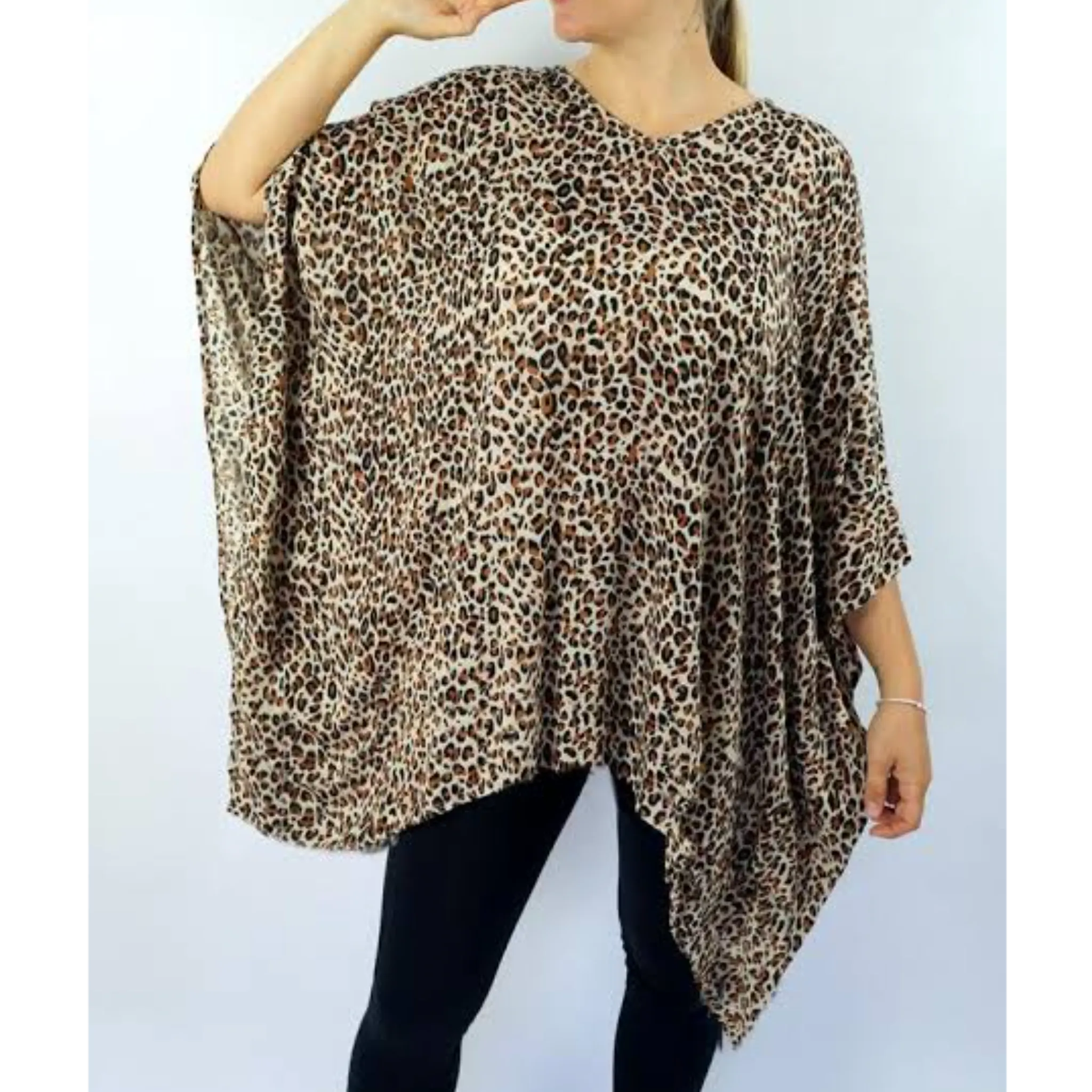 Trendy Leopard Print Maya Tunic Top – Boho Chic, Flowy Kaftan