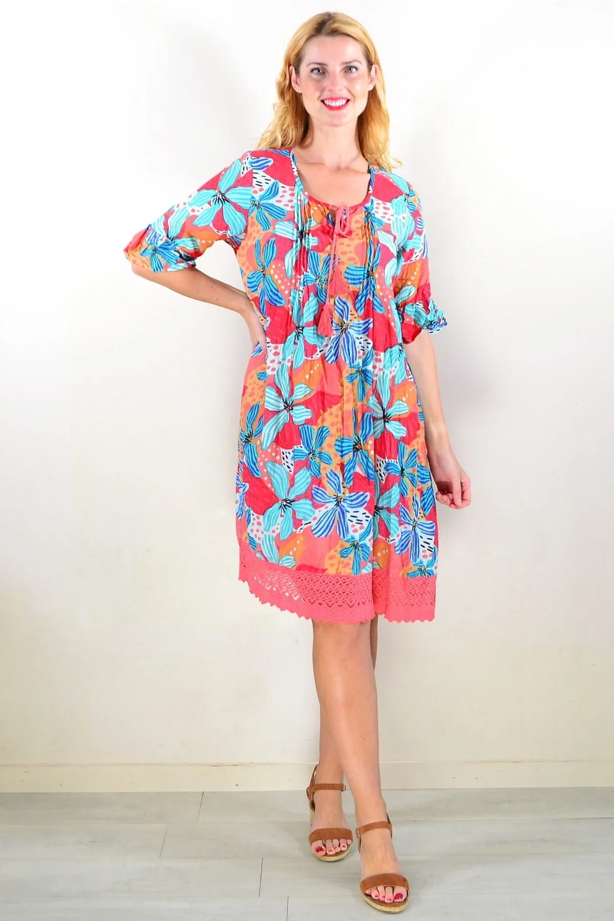 Tropical Lily Boho Tunic Dress