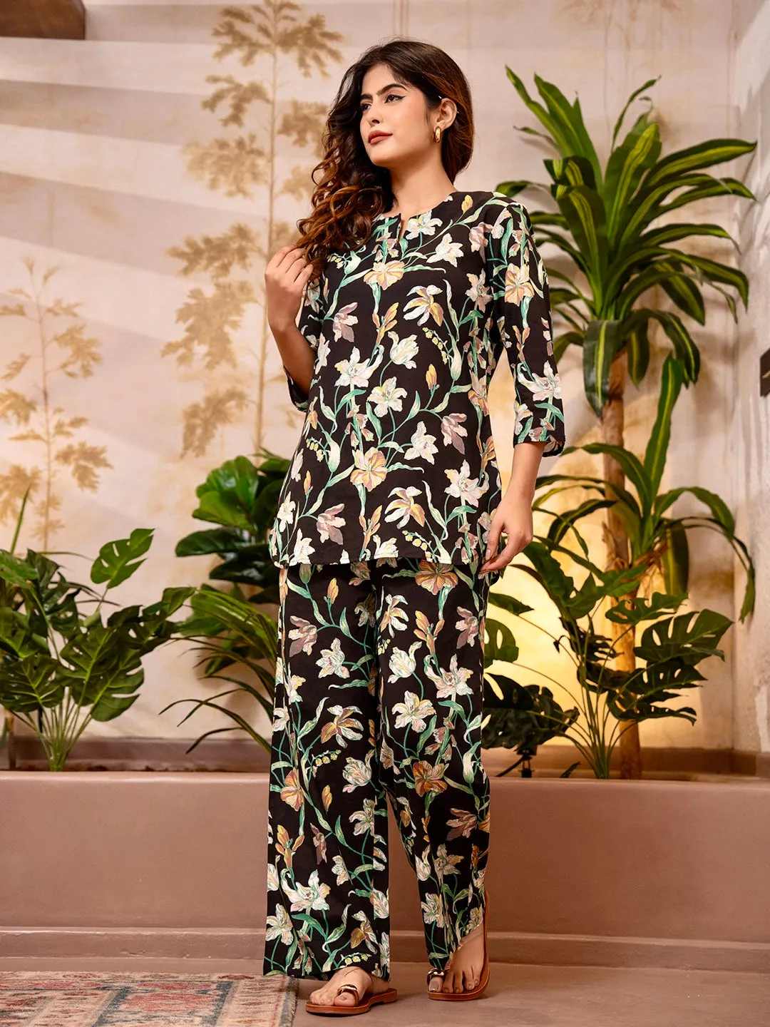 Tropical Midnight Black Co-Ord Set