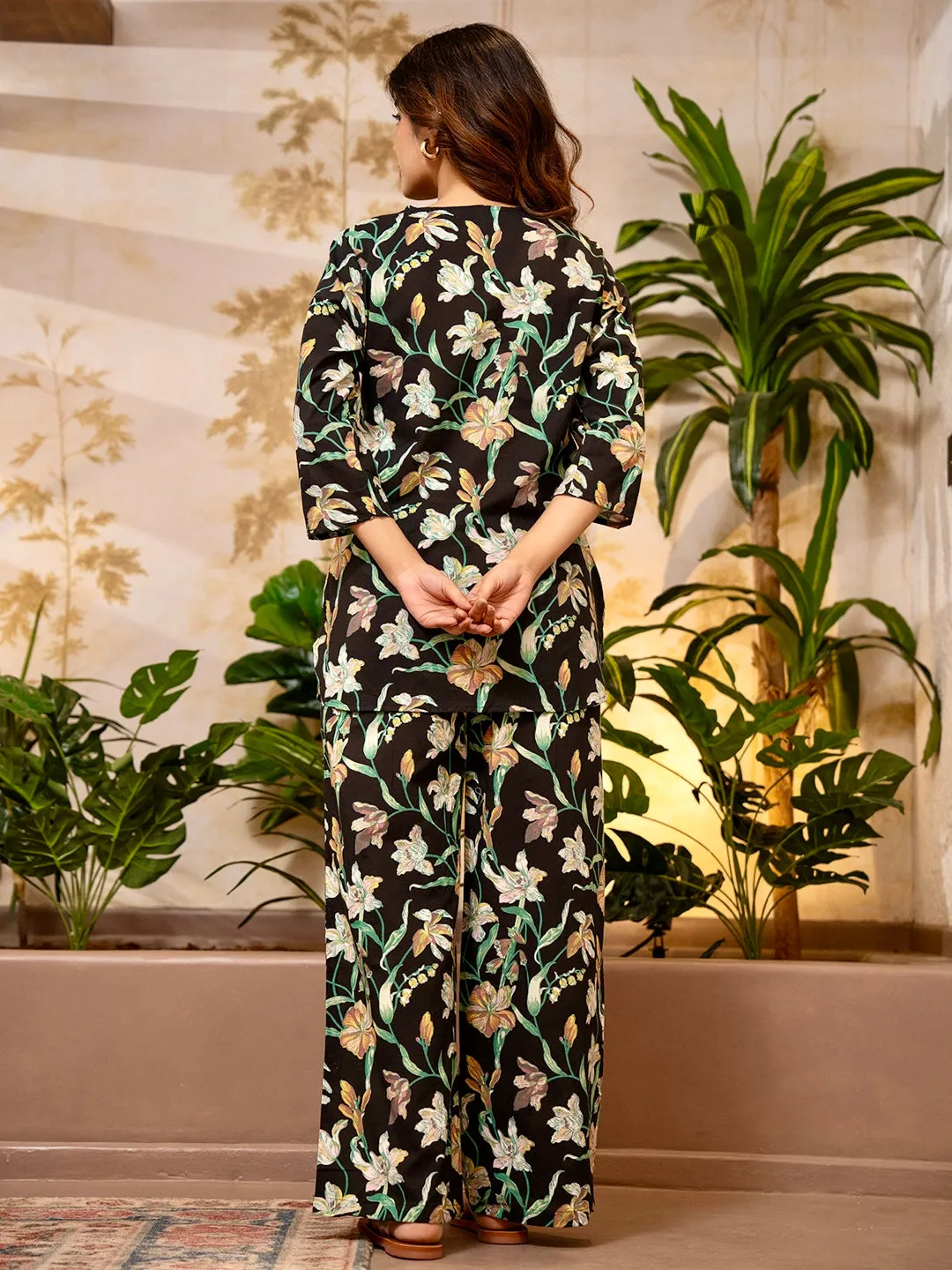 Tropical Midnight Black Co-Ord Set