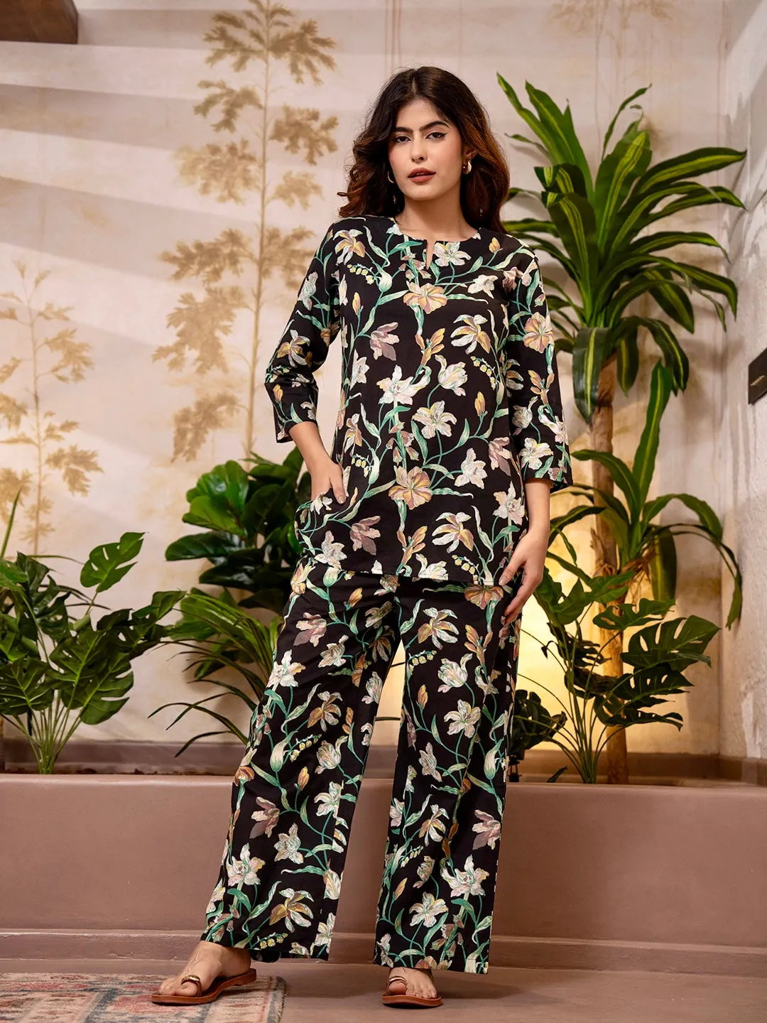 Tropical Midnight Black Co-Ord Set